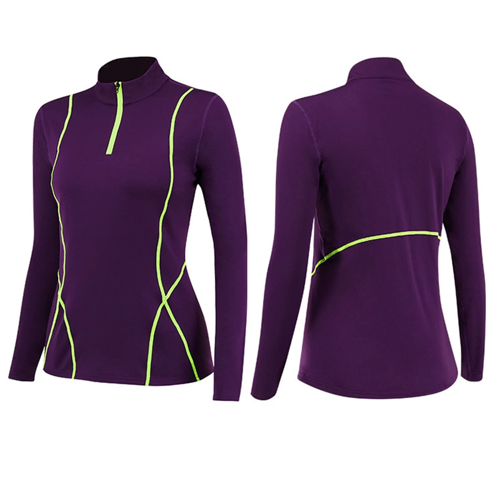 Sudadera deportiva para mujer, de invierno, para correr, yoga, manga larga, elástica, cuello alto, camiseta