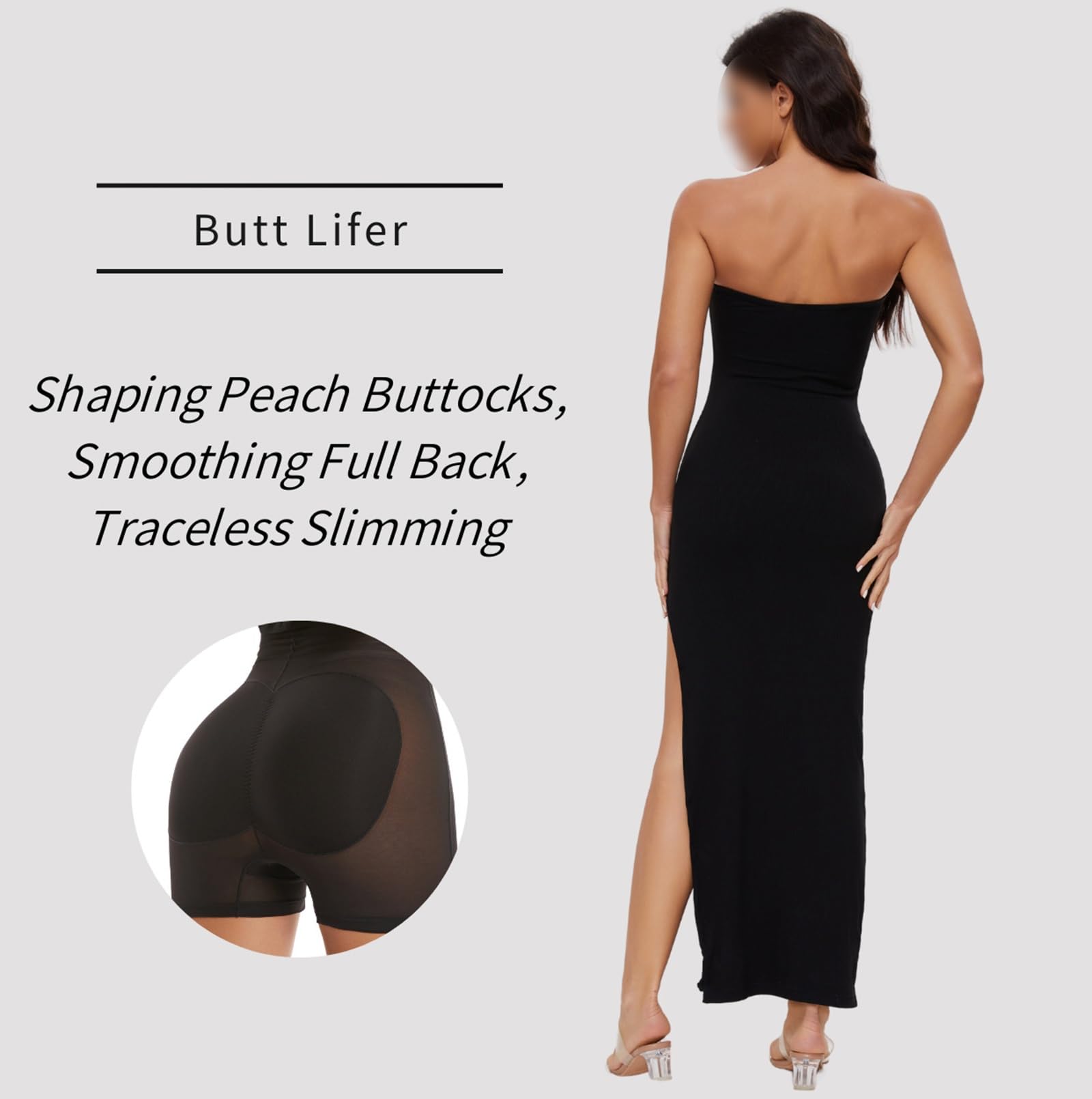 HLTYGWX Vestido Moldeador para Mujer, Vestido sin Tirantes con Abertura Lateral