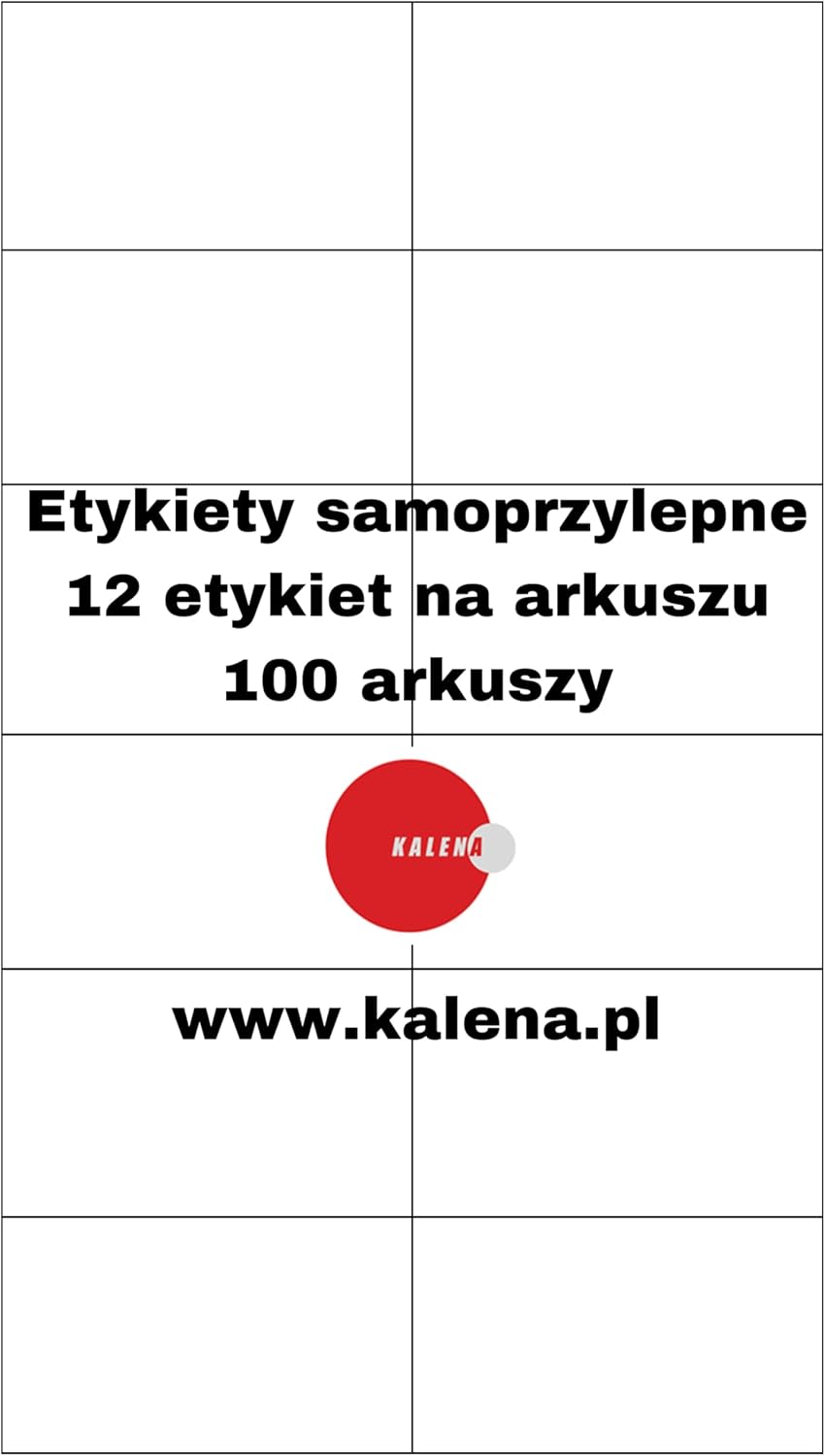 Etykiety samoprzylepne A4 105x48 mm (12/arkusz) – 100 szt., białe, do drukarek biurowych, wysoka biel i kontrast