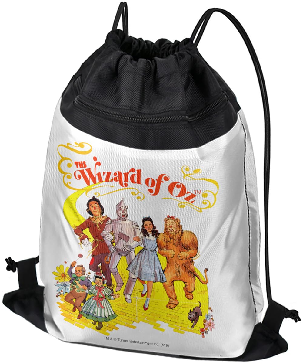 LOGOVISION The Wizard of Oz Yellow Brick Road Drawstring Backpack Sports Bag Sackpack 17" x 13", Perfect for Gym, Yoga or Practice