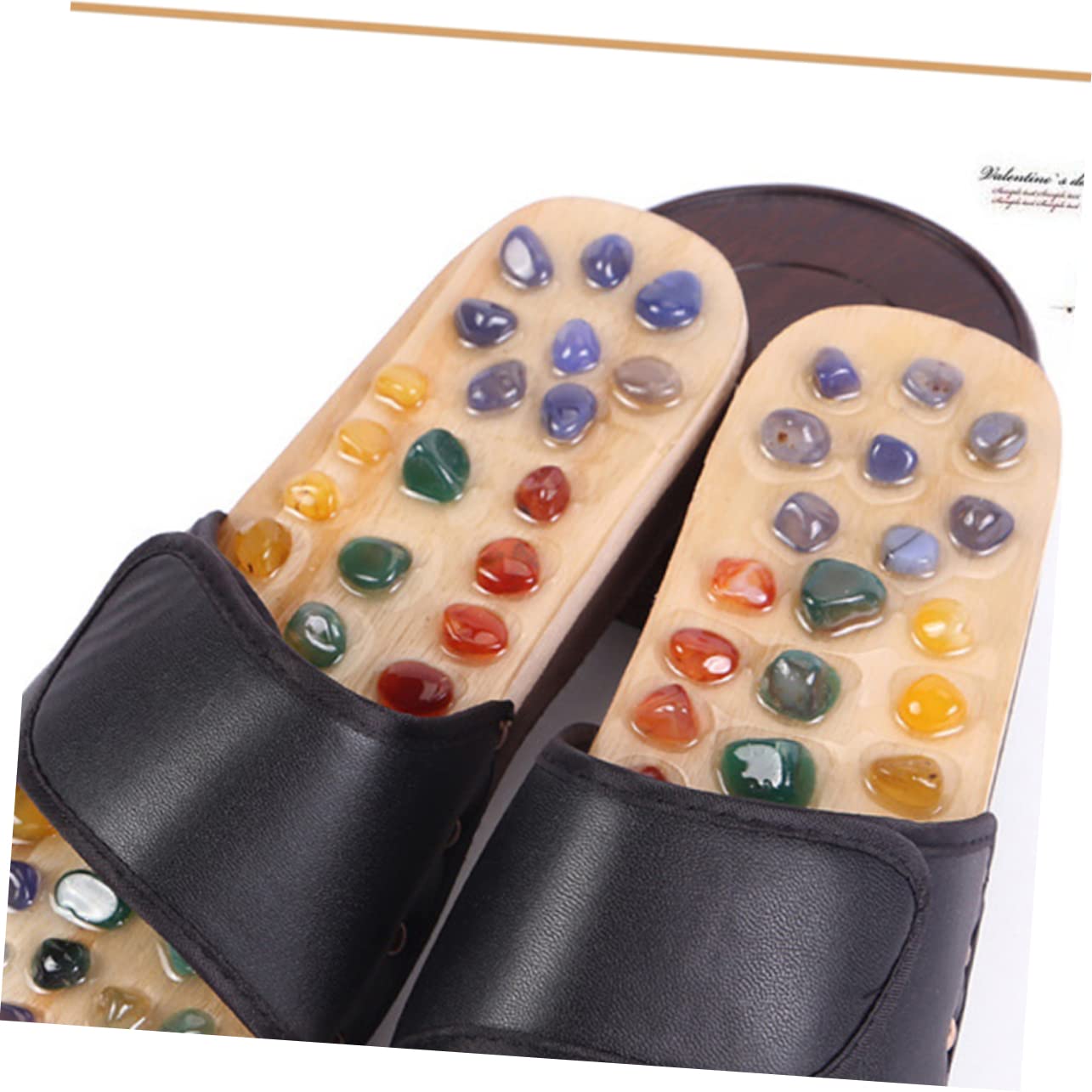Massagepantoffeln 1 Paar aus Natürlichem Achat, Schwarz 44
