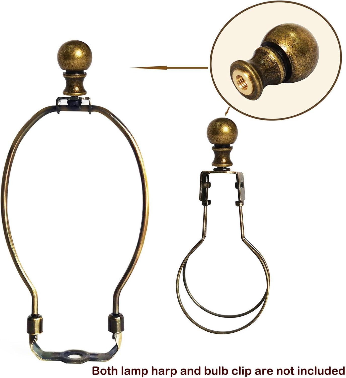 GY & CK Ball Lamp Finial, Solid Finials for Lamps, Lamp Shade Screw Caps, Antique Brass Decorative Lamp Finial Tops for Table Lamps or Floor Lamps
