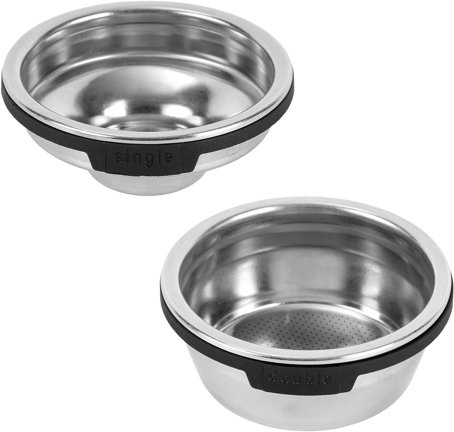2pcs Single & Double Cup Coffee Filter Basket for Ninja Luxe Cafe ES601 & ES701, Stainless Steel Pressurized Portafilter Basket with with Dual Layer Design for Ninja Luxe Cafe