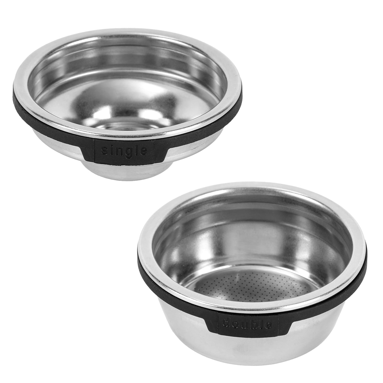 2pcs Single & Double Cup Coffee Filter Basket for Ninja Luxe Cafe ES601 & ES701, Stainless Steel Pressurized Portafilter Basket with Dual Layer Design for Ninja Luxe Cafe