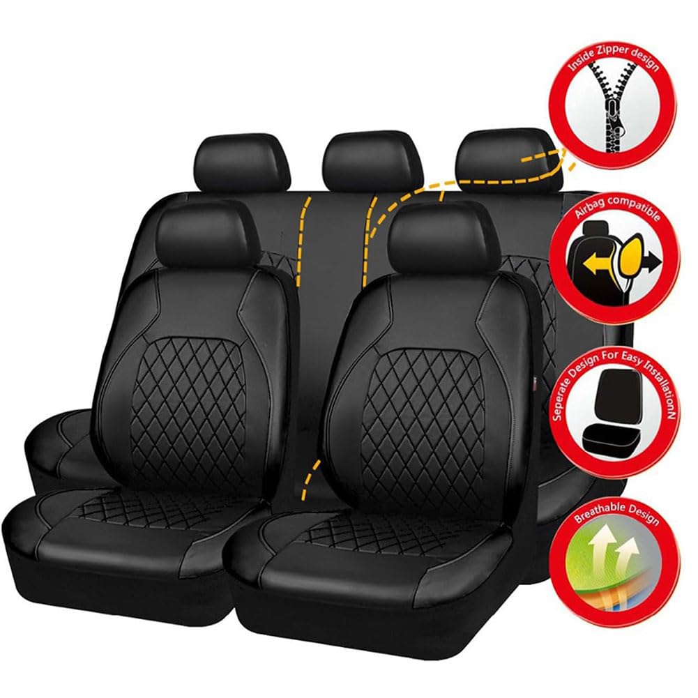 Set Coprisedili Auto per Kia Picanto 2011-2025, Set da 9 Pezzi in Pelle Pu Copri-Sedile Traspirante Impermeabile Sedili Protezion Accessori Interni,B/Red