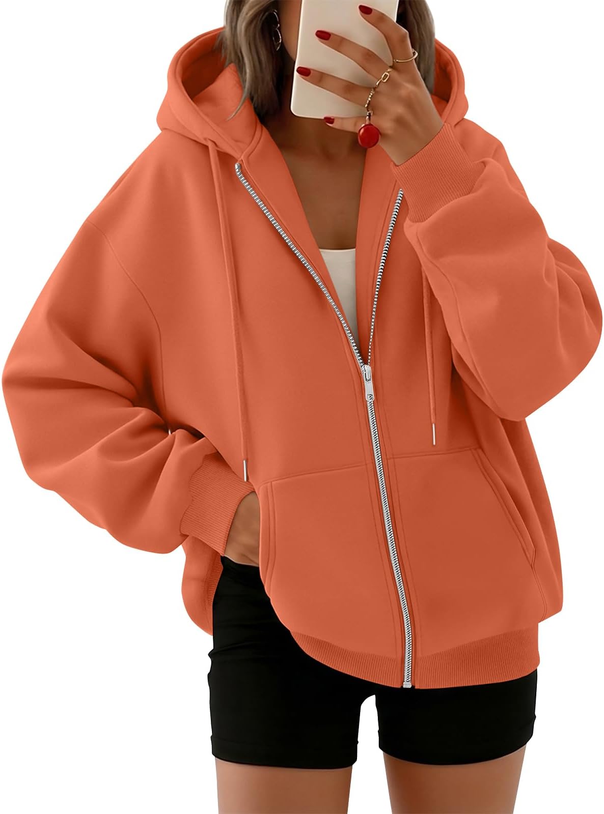 Trendy Queen Womens Zip Up Hoodies 2026 Oversized Sweatshirt
