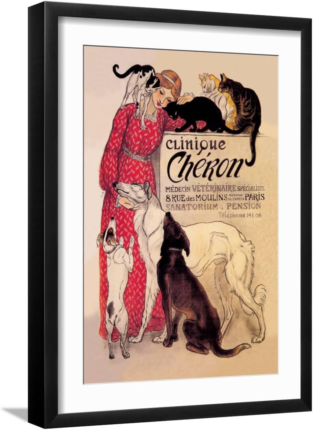 ART.COM Wall Art Print Clinique Cheron, Veterinary Medicine and Hotel by Théophile Alexandre Steinlen, 24" x 36"