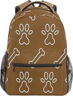 Mochila escolar para meninos e meninas com estampa de pata de cachorro marrom estudante bolsa de ombro livro para meninos meninas leve durável médio ensino médio bolsa de viagem mochila mochila para caminhadas acampamento mochila, Multicolorido, One Size, Clássico