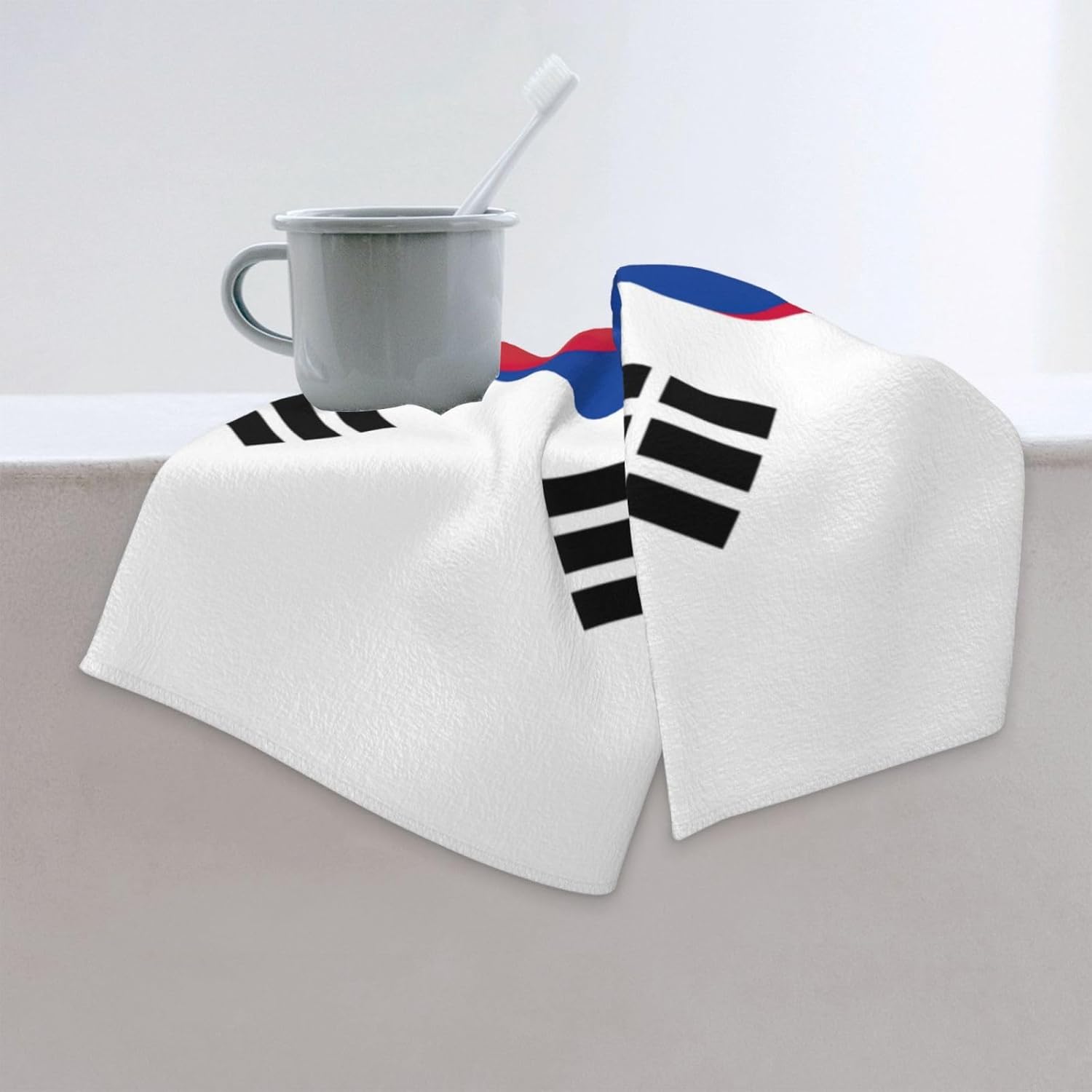 Flag of Republic of Korea Print Hand Towels for Kitchen, Decorative Bathroom Towels Decor Farmhouse Cute for Men Women Gifts