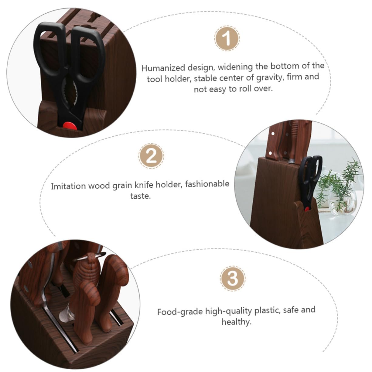 SOLUSTRE 1Pc Home Kitchen Cutter Storage Holder Imitation Grain Design Sturdy Rack for Kitchen Cutting Tools Scissors Utensils Stable Desktop Organizer Essential Home