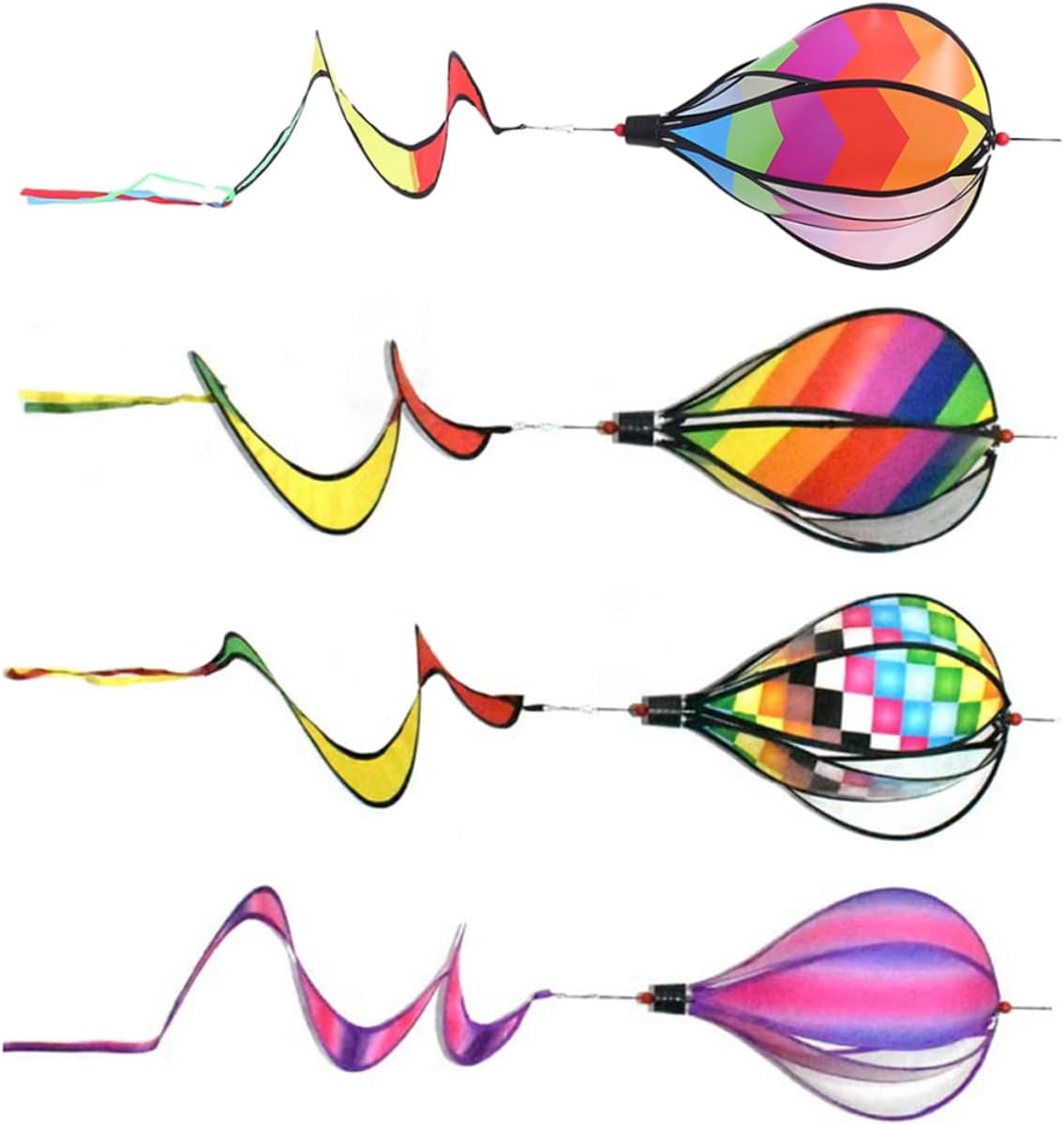KOMBIUDA Rainbow Hot Air Balloon Wind Hanging Decor for Garden Yard Outdoor Parties 47 Inch Spiral Colorful Windmill Decoration Easy to Install