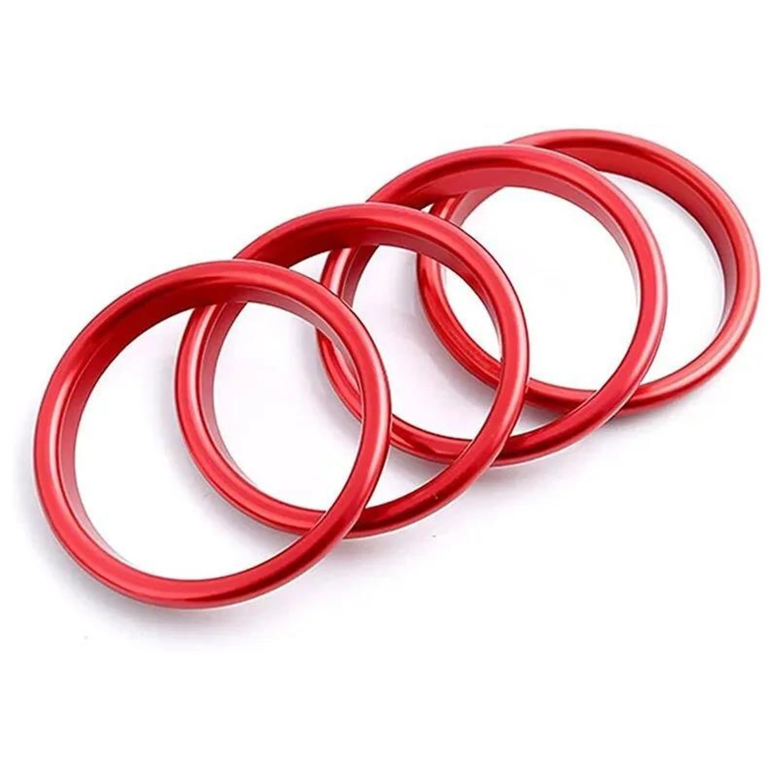 4Pcs/Set Car Instrument Desk AC Air Outlet Rings Aluminum Decorative Inner Ring Sticker Fit for A1 2014 2015 2016 2017 Interior Decal Trim(Red Inner Ring)