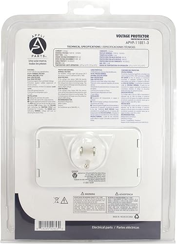 Miniatura 8 de Appli Parts APVP-11EE1-3 - Protector contra sobretensiones de 120 V para refrigeradores, 50/60 Hz, 12 A, 140 julios, regulador con retardo de tiempo