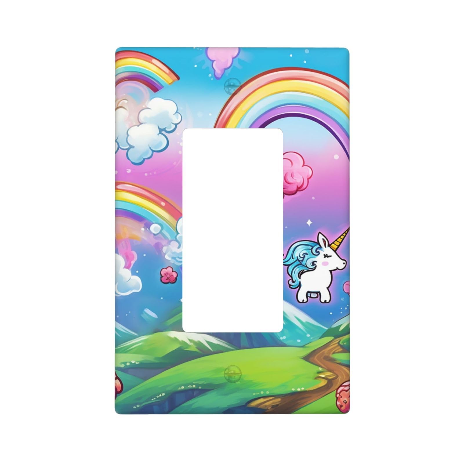 Rainbow Wall Plate Cover 1 Gang Light Switch Cover Decorative Single Duplex Wall Plates Mid-size Decorator Blank Electrical Switch Plate Cover for Electrical Outlets