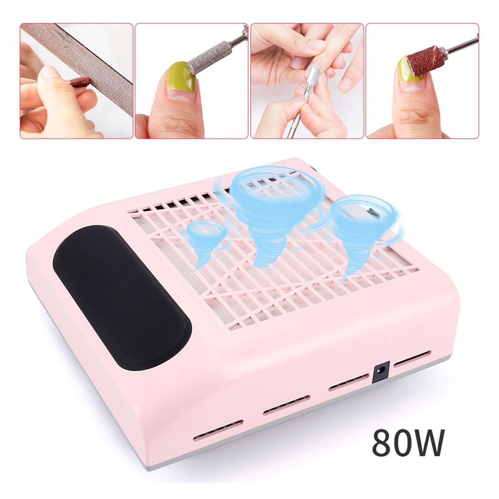 MRKU Aspirateur de poussière pour Ponceuse à Ongles avec Filtre Lavable, Faible Niveau sonore, Puissance de 80 W et Ventilateur intégré pour appareils de manucure et matériel Artistique.