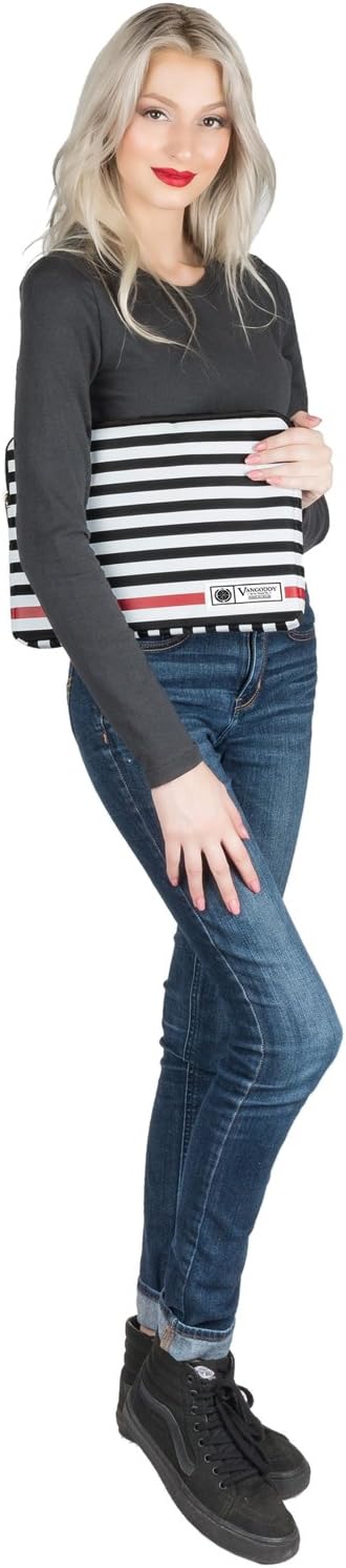 VanGoddy Black and White Striped 11" to 12-inch Laptop Sleeve Protective Case Cover (Red)