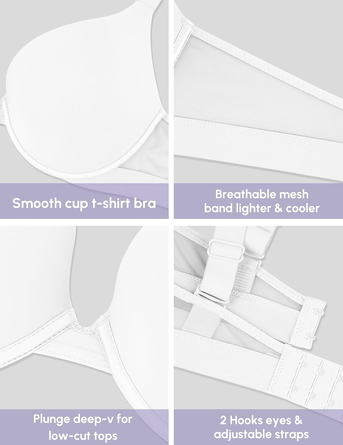 FallSweet Push Up T Shirt Bra for Small Chested Women Underwire Plunge Padded Add Two Cup Bra - Image 5