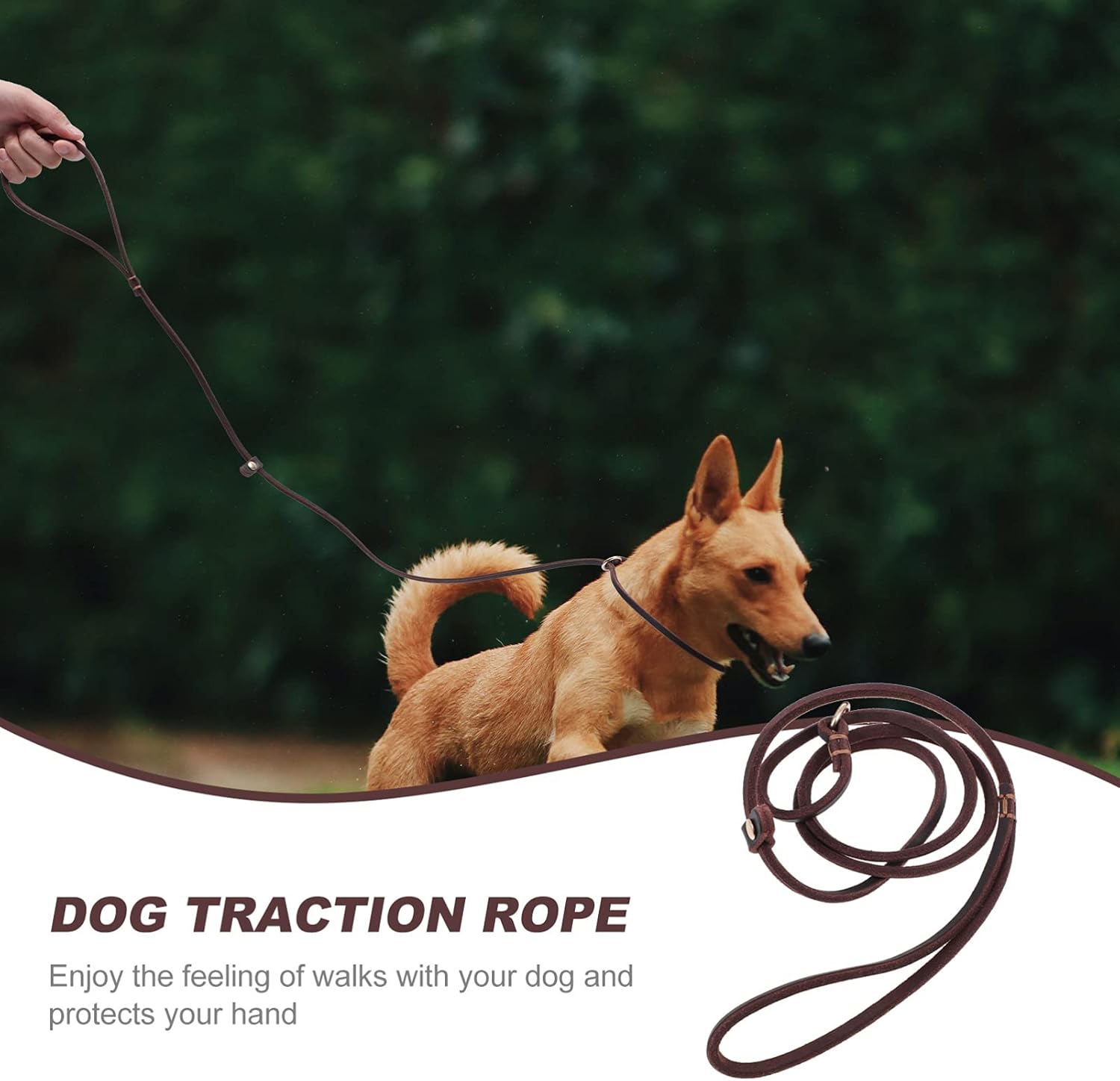 balacoo 5pcs Cowhide Dog Leash Smooth Pulling Rope Comfortable Handle for Pets for Daily Walking and Outdoor Activities
