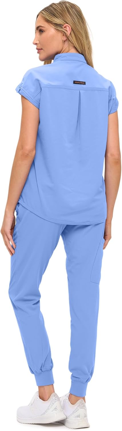 Womens Jogger Scrub Set with Oversized Scrub Top with Mandarin Collar. Supreme Comfort Scrub Set for Women - Image 3