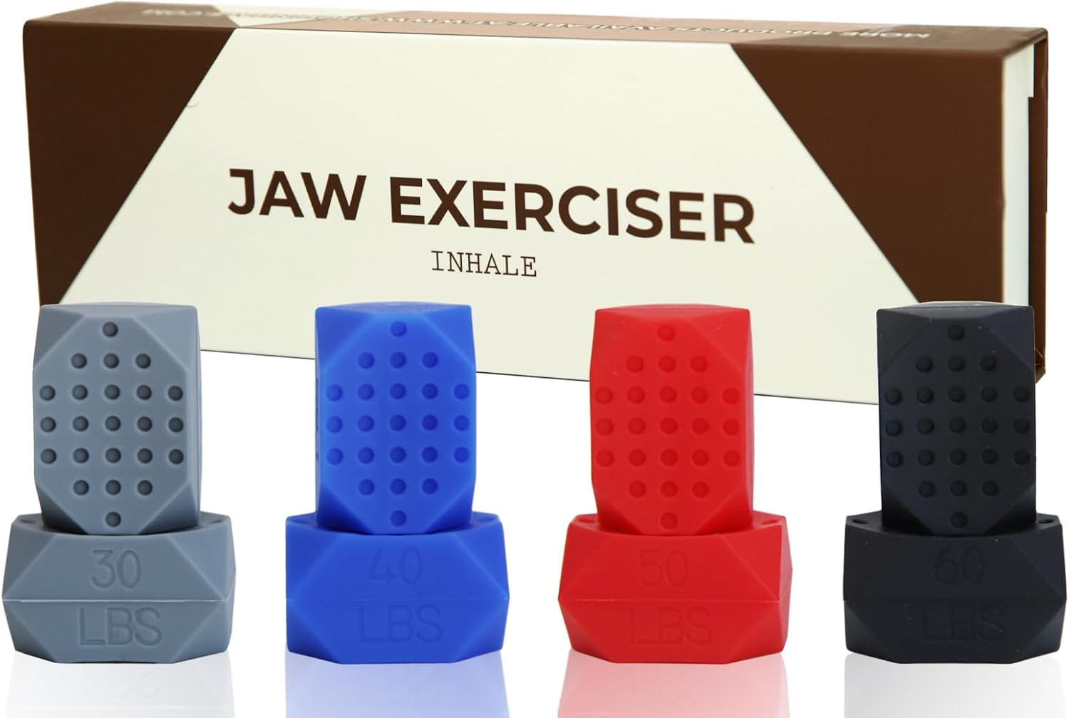 Inhale Jaw Exerciser – Jaw Strength and Shaping Trainer – 4 Levels of Resistance – Silicone Jaw Toner – Double Chin Reducer – Jawline Shaper and Neck Exerciser