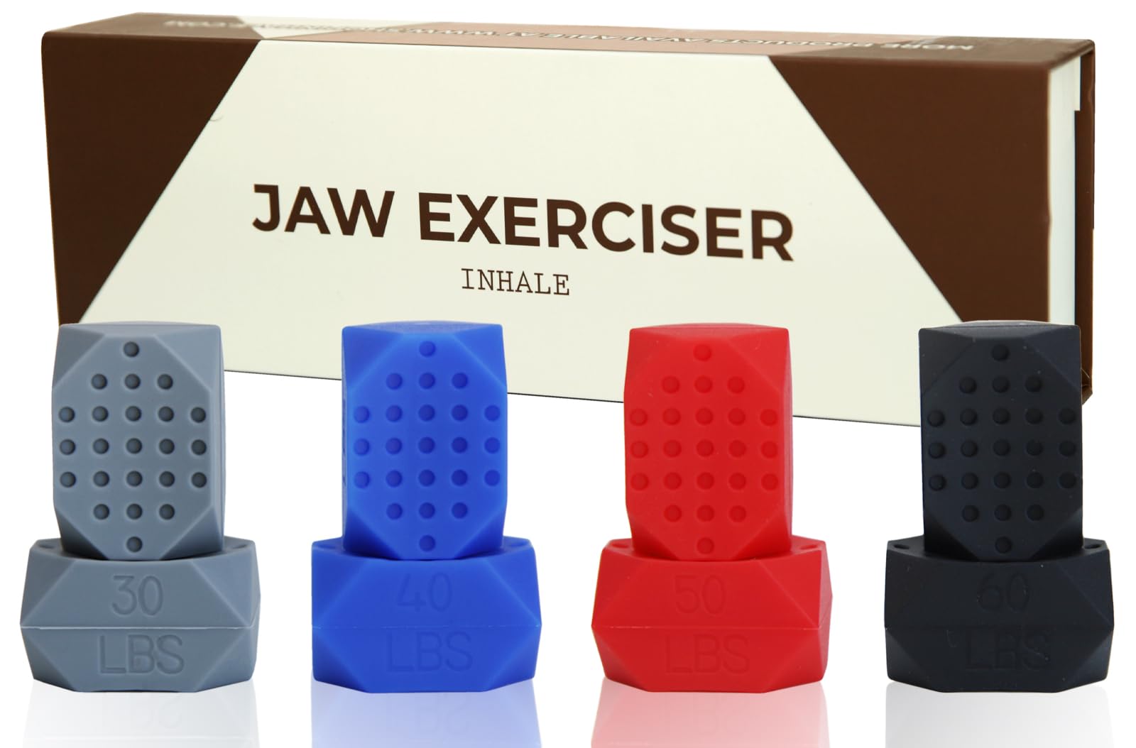 Inhale Jaw Exerciser - Jaw Strength and Shaping Trainer - 4 Levels of Resistance - Silicone Jaw Toner