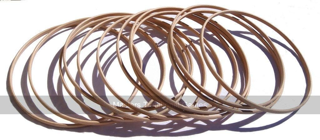 Masters Traditional Games Set of 10 wooden Hoops for Hoopla (25cm diameter)