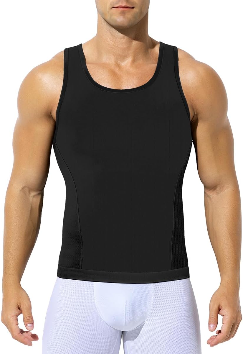 Men's Compression Tank Top Undershirts Slimming Body Shaper Vest Workout Shapewear