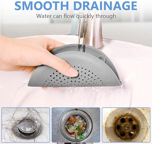 Miniatura 7 de Paquete de 2 cubiertas de drenaje de ducha con ventosas, protector de filtro de drenaje de silicona con ventosa fuerte, colador de fregadero