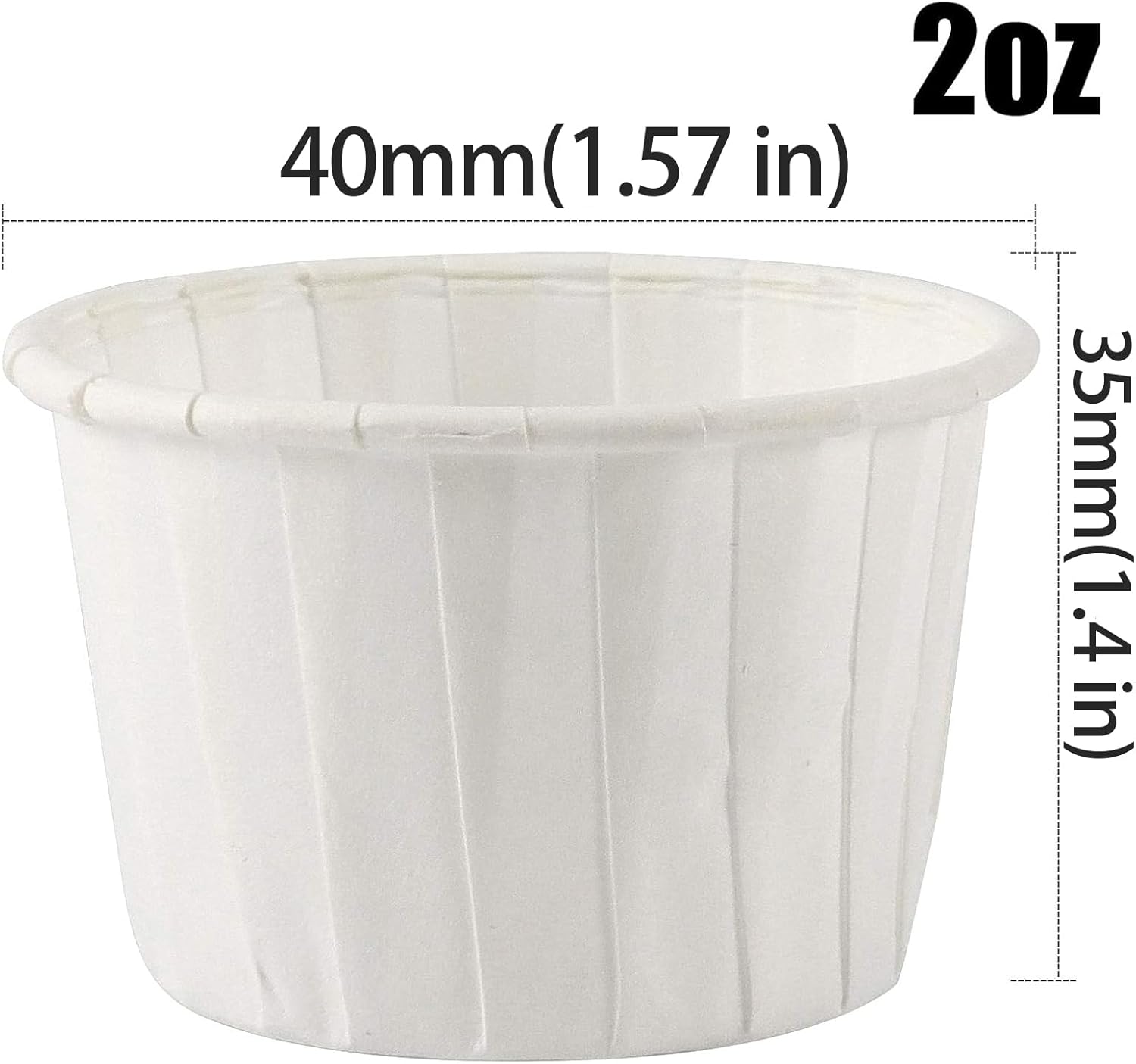 KEILEOHO 800 Pack 2 OZ Treated Paper Souffle Portion Cups, Food Grade Paper Condiment Cups for Condiments, Samples, Popcorn, Candies, Measuring, White