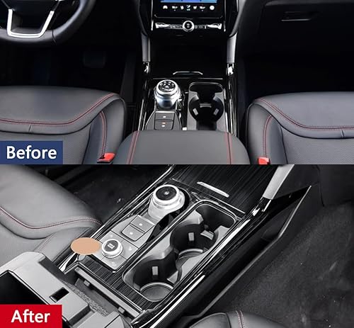 Miniatura 5 de KELEIMAI Accesorios de automóvil para Ford Explorer 2020 2021 2022 2023 Caja de cambios interior de acero inoxidable (estilo negro cepillado) 1