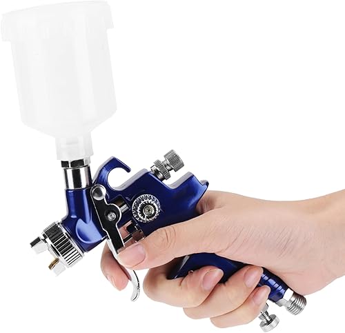 Miniatura 5 de pistola de gravedad para pintar, Mini spray neumático profesional 0.8/0.039 in boquilla para reparación de pintura de automóviles (H-2000A 0.031 in)