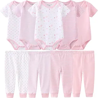 Kiddiezoom Baby Layette Set Baby Boys' 9-Piece Bodysuits Pants Set Toddler Girl Boy Unisex Baby Gift Sets