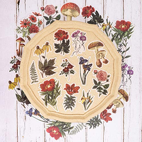 image for Knaid Vintage Flower Large Sticker Set (60 Pieces) Decorative Botanica