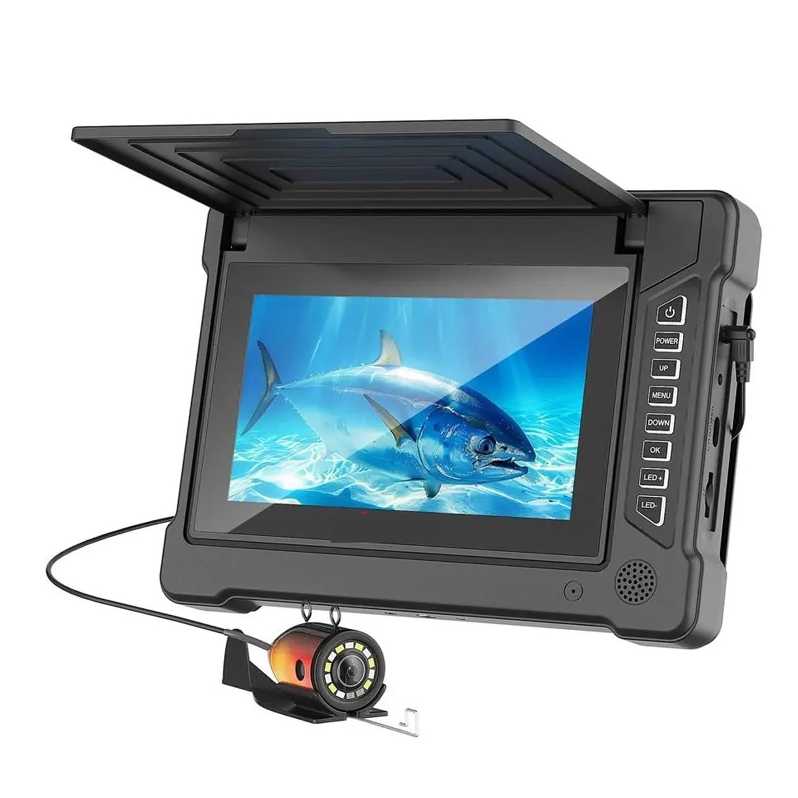 7-Zoll-IPS-Monitor-Unterwasser-Angelkamera, 1200 TVL mit LED- und IR-Lichtern,High-Definition