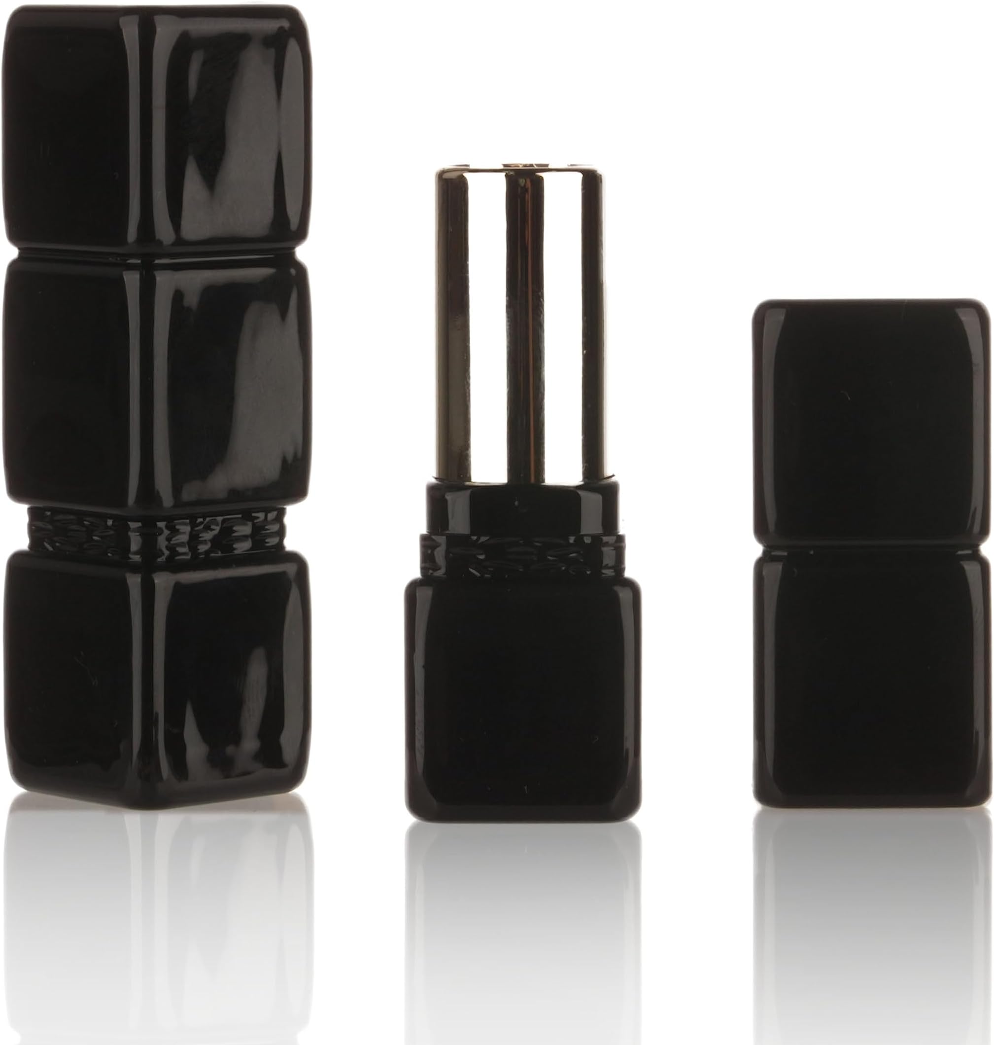 COSIDEA20PCS Empty Plastic Brick Square lipstick tubes Black lip stick tube packing 12.1mm Lip blam DIY container