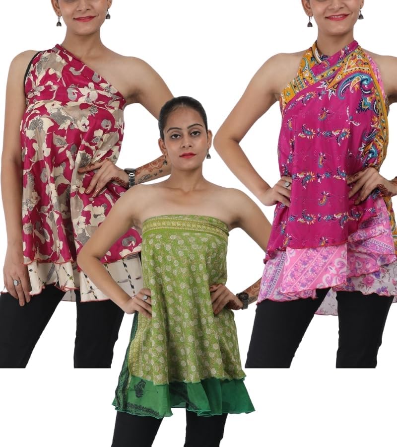 Wevez Pack of 3 Pcs Original Two Layer Printed Wrap Around Skirts (Small Length) - Image 2