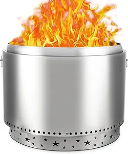 Garvee 27 Inch Stainless Steel Smokeless Fire Pit, Outdoor Portable Smokeless Firepit, Low Smoke Firepit for Backyard Patio Garden Picnic Camping Bonfire