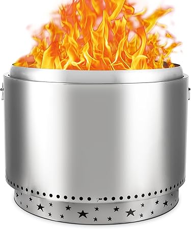 Garvee 27 Inch Stainless Steel Smokeless Fire Pit, Outdoor Portable Smokeless Firepit, Low Smoke Firepit for Backyard Patio Garden Picnic Camping Bonfire