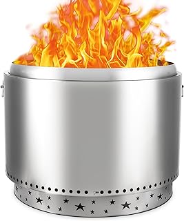Garvee 27 in Stainless Steel Smokeless Fire Pit, Outdoor Portable Smokeless Firepit, Low Smoke Firepit for Backyard Patio Garden Picnic Camping Bonfire