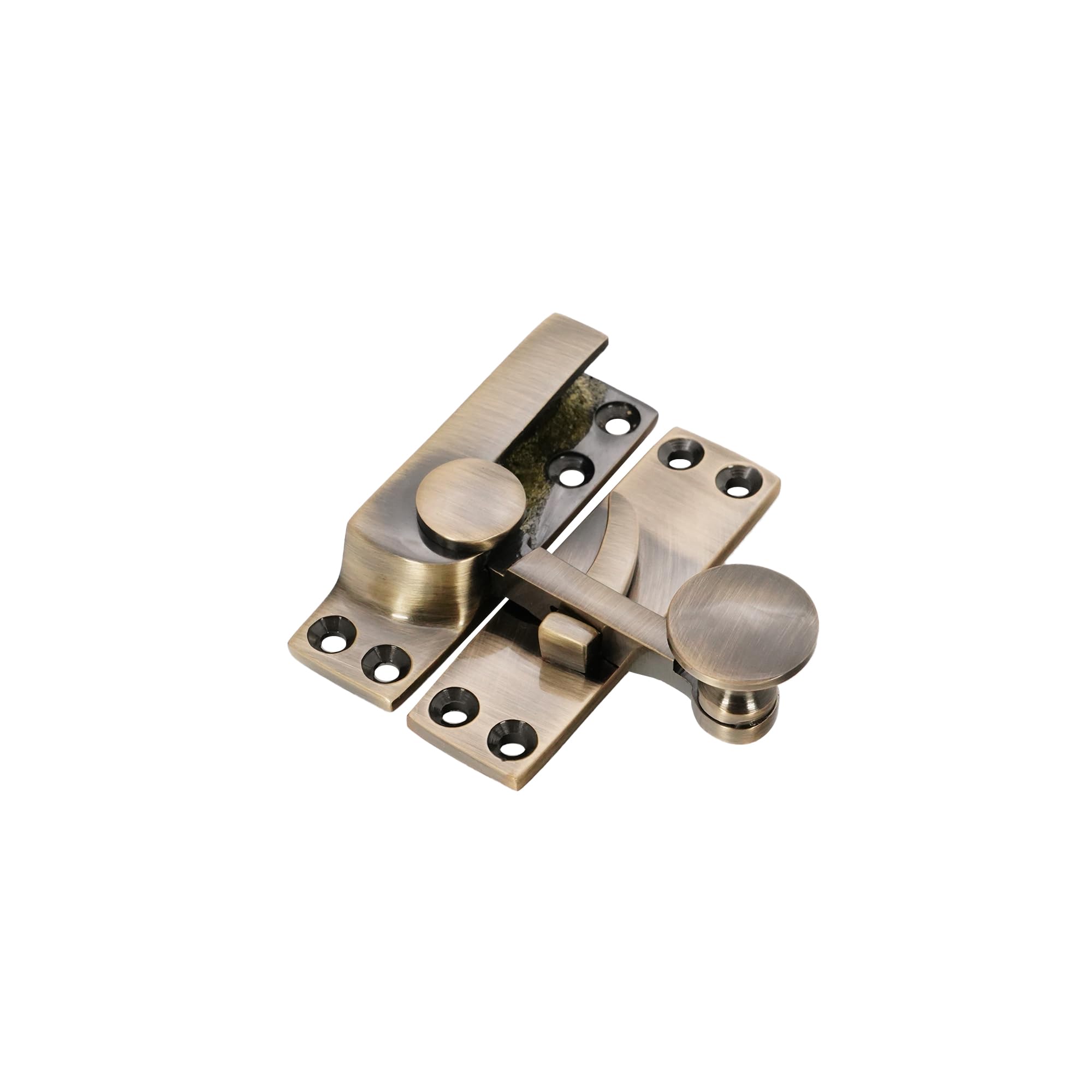 Victorian Sliding Sash Window Catch Quadrant Arm Latch Fastener Brass & Chrome (Antique Brass)