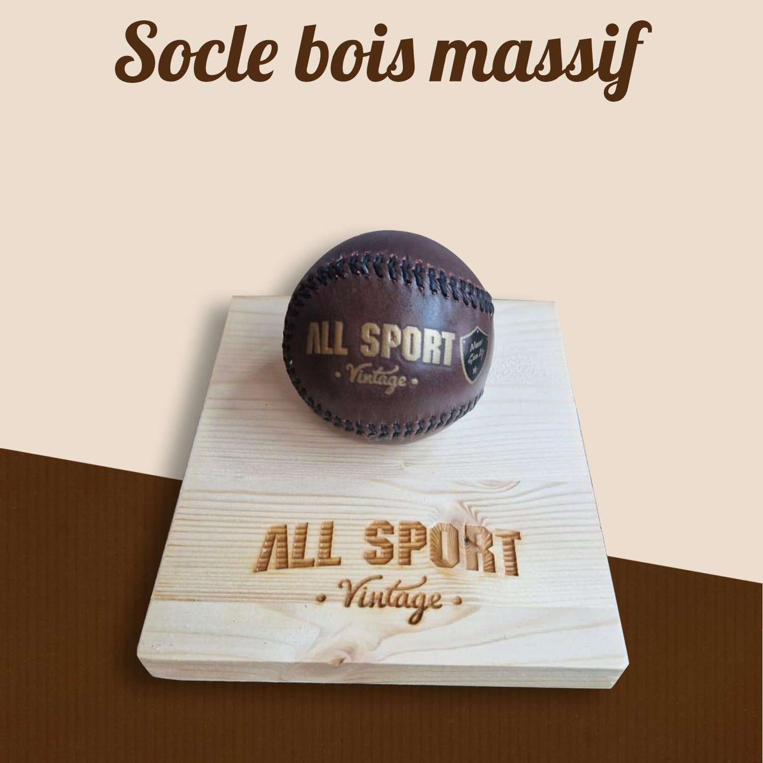 Balle De Baseball - Choix Socles Disponibles - Cuir De Vachette - Cousu Main - Marque Française