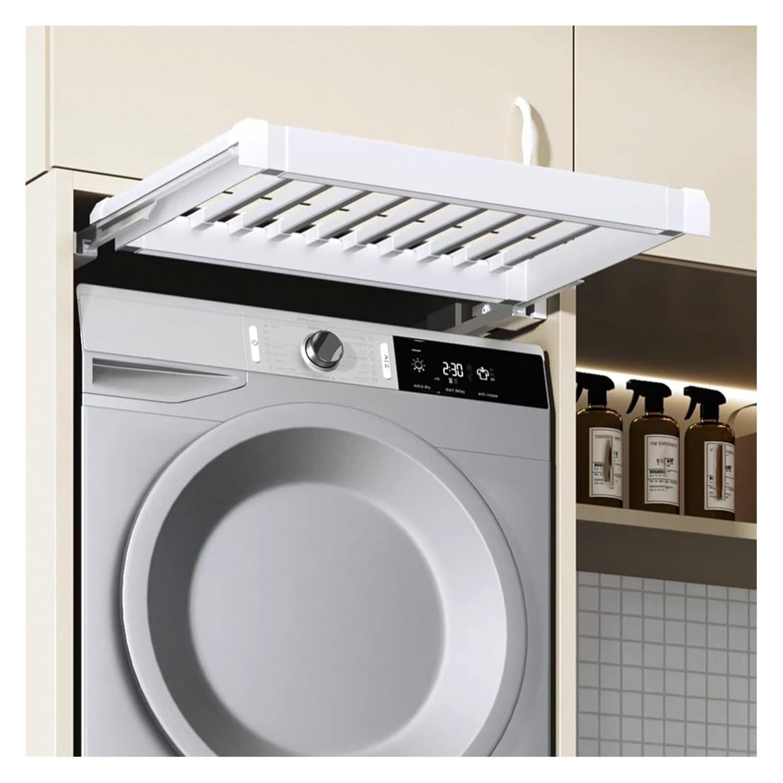 CAFIEDR Pull Out Pants Rack For Closet, Pull Out Trousers Rack Drawer, Above Washing Machine Drying Rack, Space Saving.White-714mm