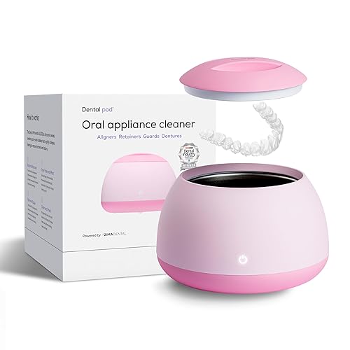 Zima Dental Pod | Ultrasonic Retainer Cleaner Machine | Aligner, Nightguard, Mouth Guard, Denture Cleaner (Rose Pink) - Rose Pink