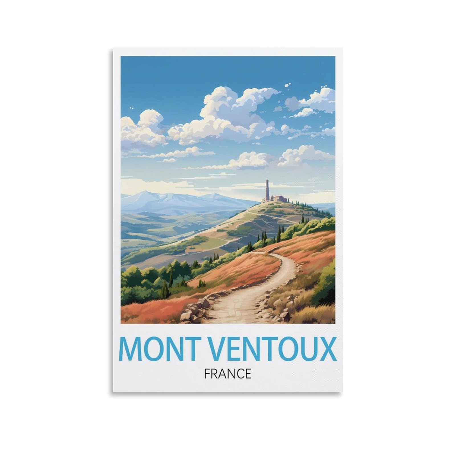 Lolwnni Unframe-Style Mont Ventoux France Vintage Travel Poster 12X18inch(30X45cm) Canvas Wall Art Print Picture Paintings For Living Room Bedroom Decor