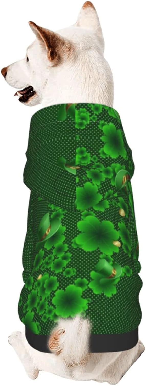 Basic Small Dog Hoodie St Patrick's Day Pattern Warm Soft