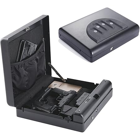 XDLYWUZIQ Waffentresor 3-in-1 - Biometrischer Pistolen Safe | Mit Fingerabdruck & Digitaltastatur
