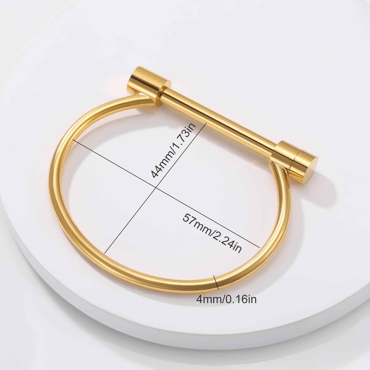 AILUOR Stainless Steel D Shape Bar Screw Shackle Horseshoe Novelty Fashion Bangle Bracelet Jewelry Unisex