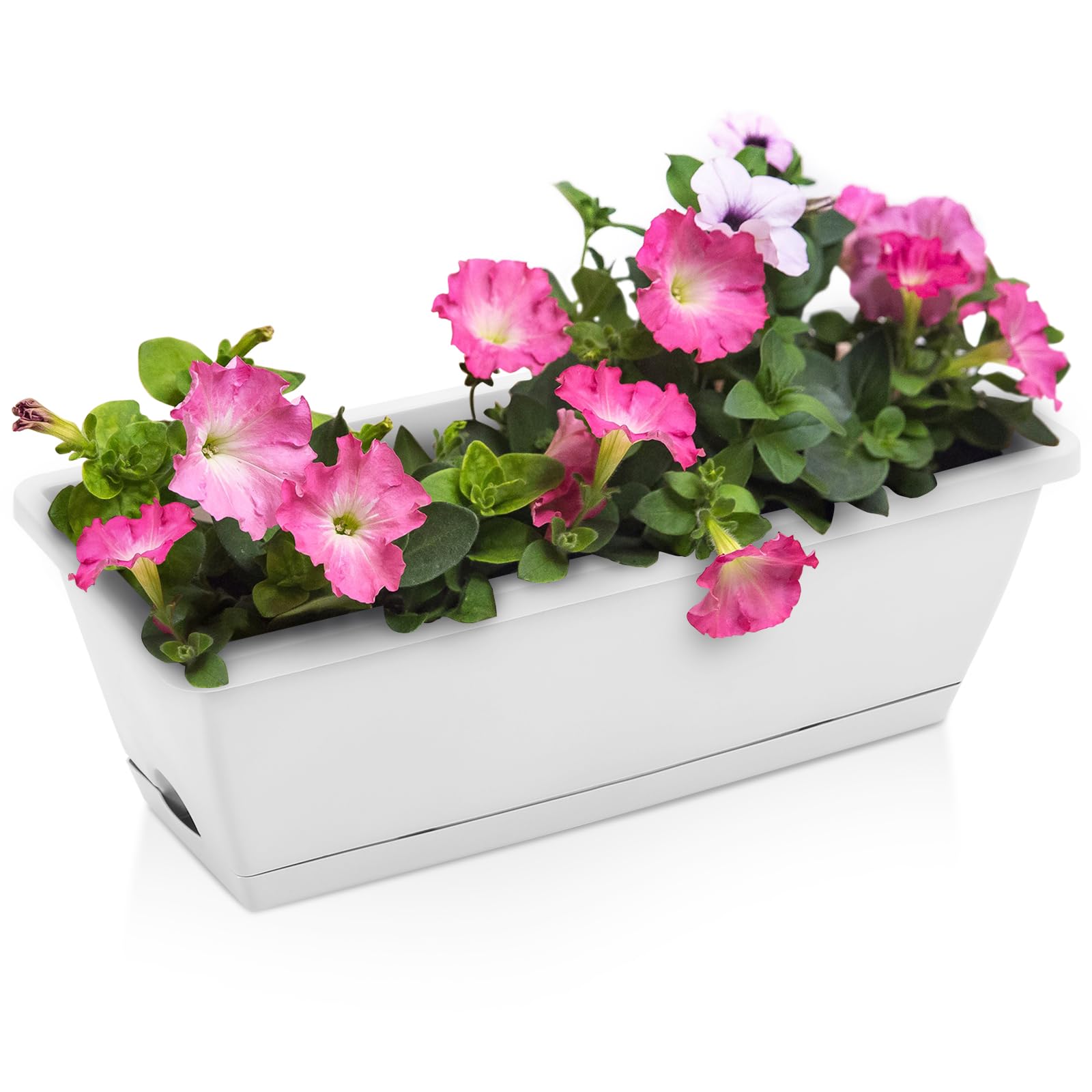 DKIEI 5 Pcs Large Flower Planter Outdoor Plastic Vegetable Plant Pot With Drainage Holes & Tray, Rectangle Trough Planters For Succulent & Herbs, Window Long Pots For Balcony (Pale 42.5 * 17 * 15Cm) — image 1