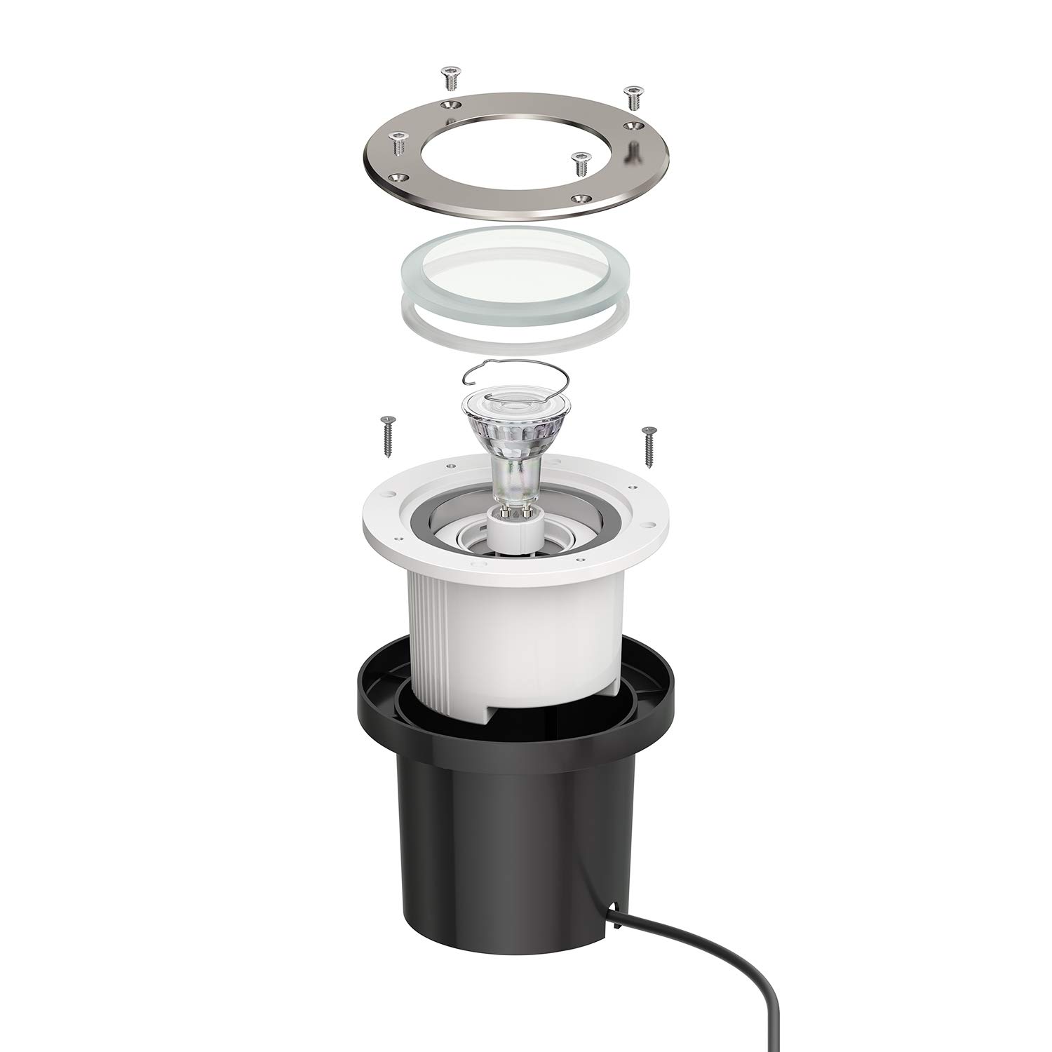 ledscom.de Recessed Floor Light BOFU for Outdoors swivelling Stainless Steel Round IP67 150mm diameter incl. LED lamp (Warm White - Image 2