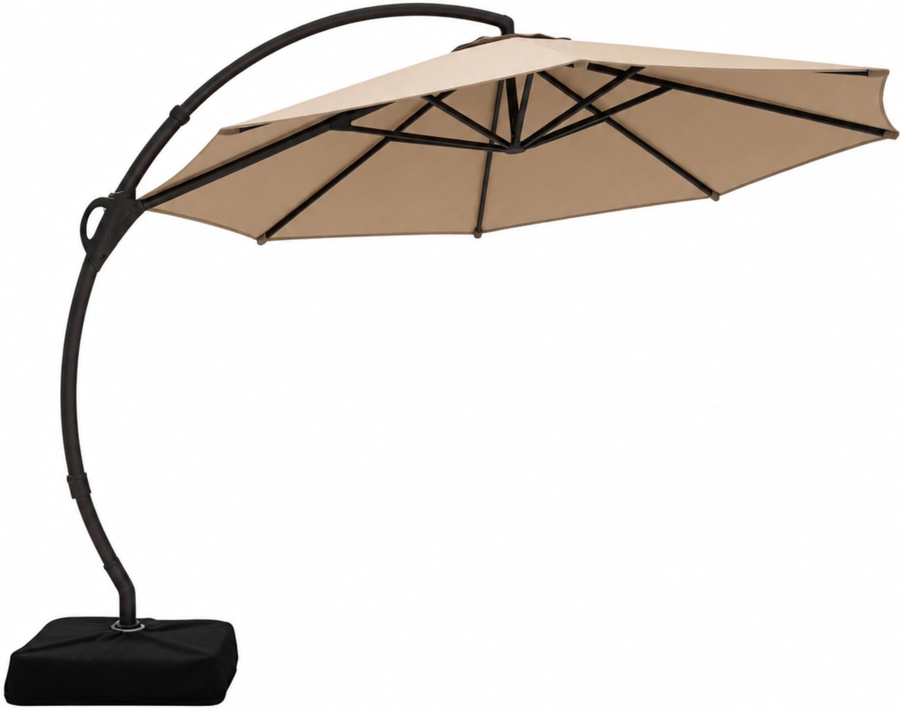 LAUSAINT HOME Outdoor Patio Umbrella with Base included, Deluxe Curvy Cantilever Umbrella Heavy Duty Offset Hanging Umbrella